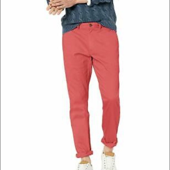 Red Straight-fit flex khaki pant - Picture 1 of 3
